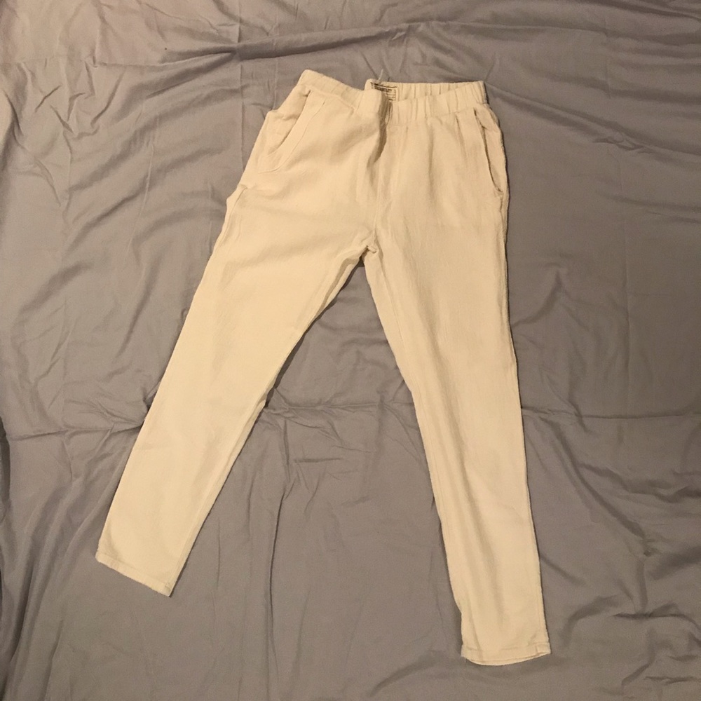 Current Elliot white linen pants